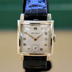 1950's BENRUS Watch 17 Jewels Model BA 2 Cal. ETA 900  Swiss Made Wristwatch