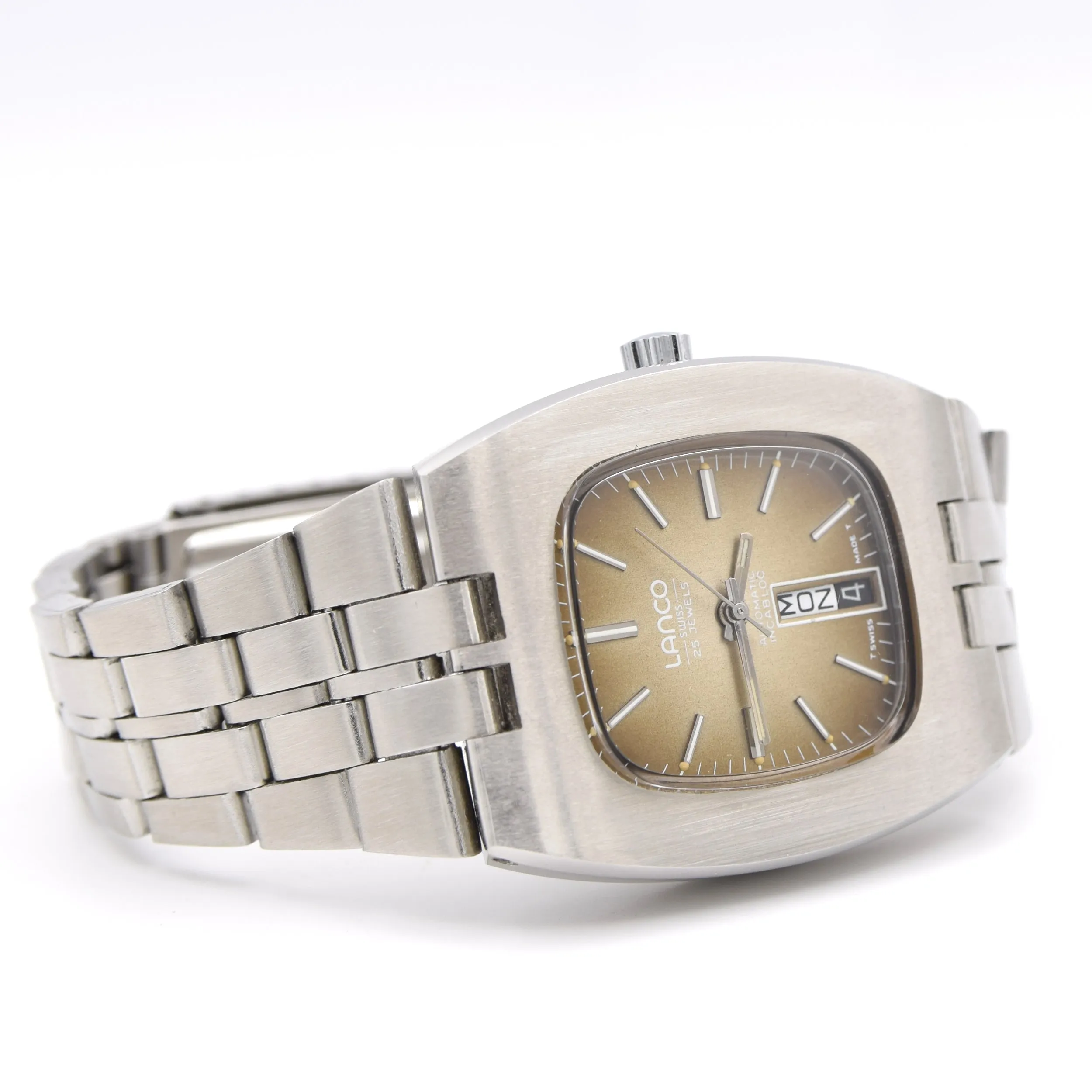 1970s Lanco Day / Date automatic  watch in Stainless Steel on Bracelet new old stock unused