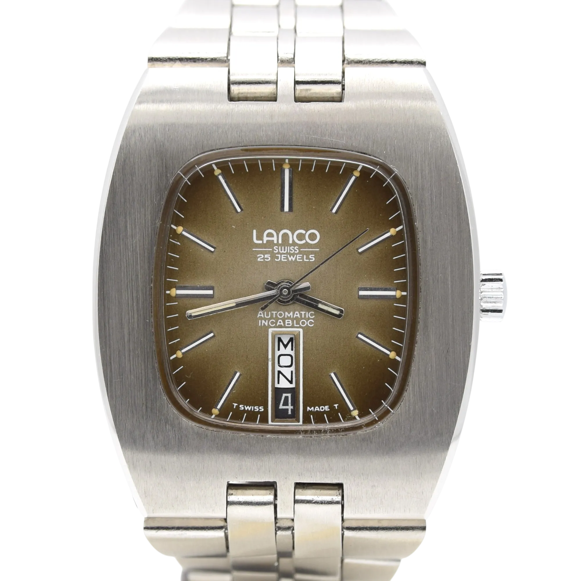 1970s Lanco Day / Date automatic  watch in Stainless Steel on Bracelet new old stock unused