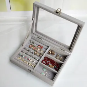 2 in 1  Detachable Portable Jewelry Cosmetic Storage Case Organizer Display Jewelry Watch Box