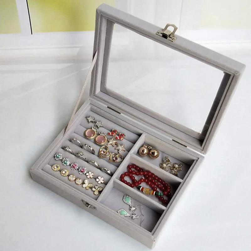 2 in 1  Detachable Portable Jewelry Cosmetic Storage Case Organizer Display Jewelry Watch Box