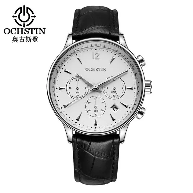 2017 Fashion OCHSTIN Men Watches Top Brand Luxury CHRONOGRAPH Function Date Leather Sport Watch Men Business Quartz Wrist Watch
