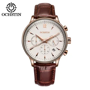2017 Fashion OCHSTIN Men Watches Top Brand Luxury CHRONOGRAPH Function Date Leather Sport Watch Men Business Quartz Wrist Watch