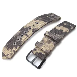 20mm, 21mm or 22mm MiLTAT WW2 2-piece Beige Camouflage Cordura 1000D Armband with lockstitch round hole, PVD Black