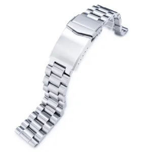 20mm Endmill Solid Watch Band Straight End, 316L Stainless Steel V-Clasp Button Double Lock