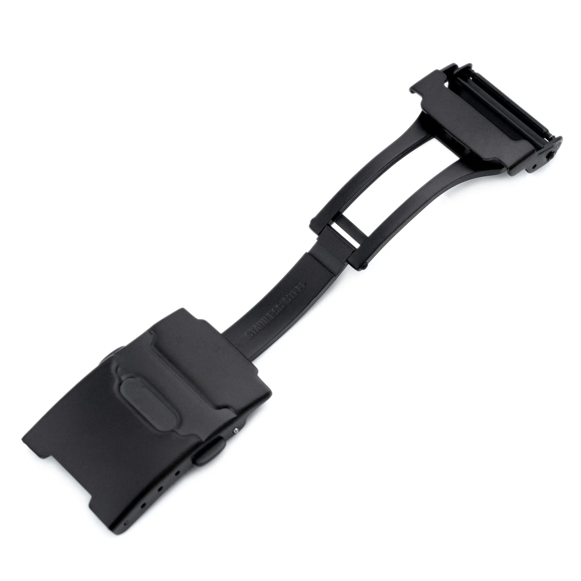 20mm PVD Black Stainless Steel Push Button Diver Clasp for Watch Band