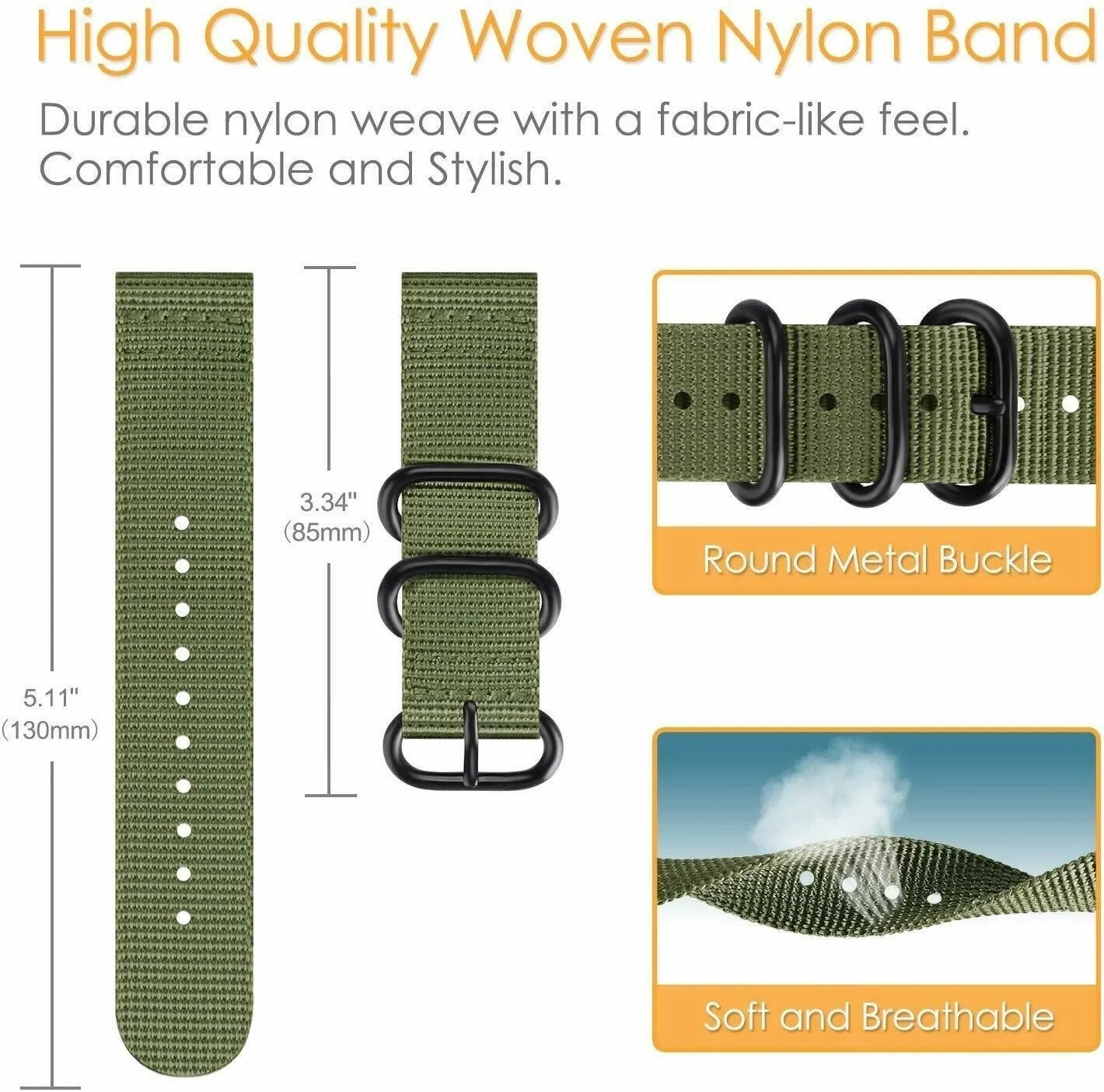 Amazfit GTS 2 Nylon Strap with Buckle (Green)