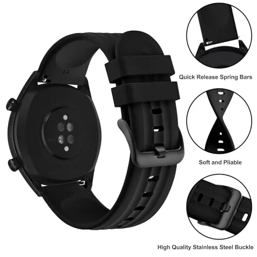 Anbeer Silicone Watch Band for Men and Women,20mm Quick Release Replacement Watch Strap,Stainless Steel Buckle