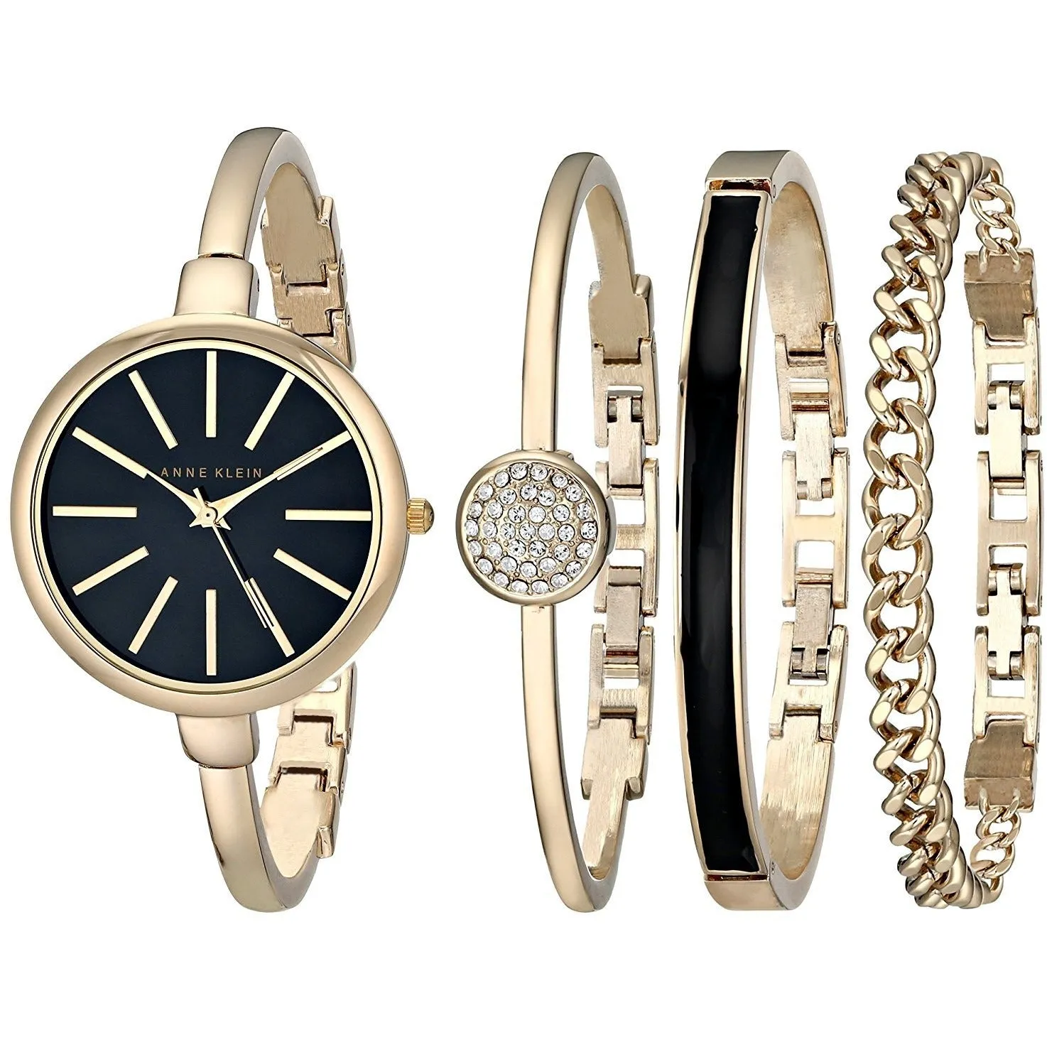 Anne Klein AK/1470GBST Bangle Watch and Bracelet Set
