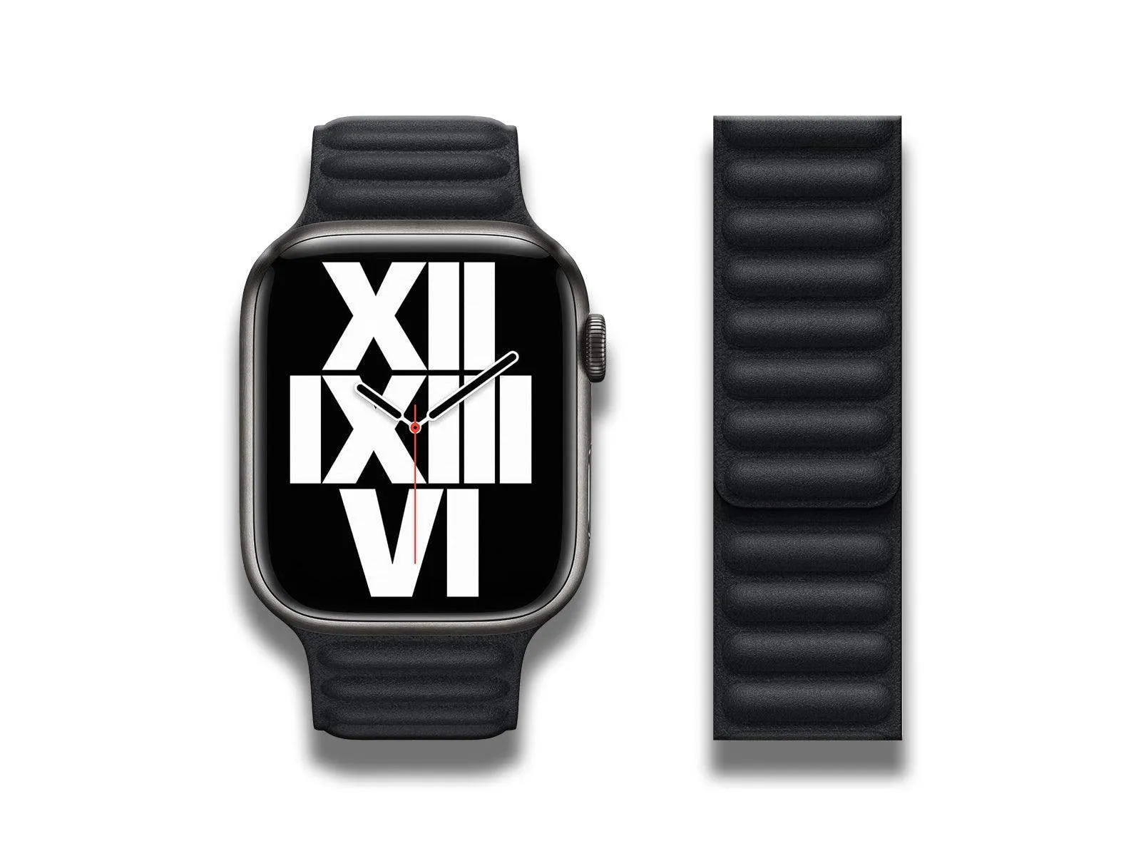 Apple Watch Strap 45mm Leather Link Midnight S/M