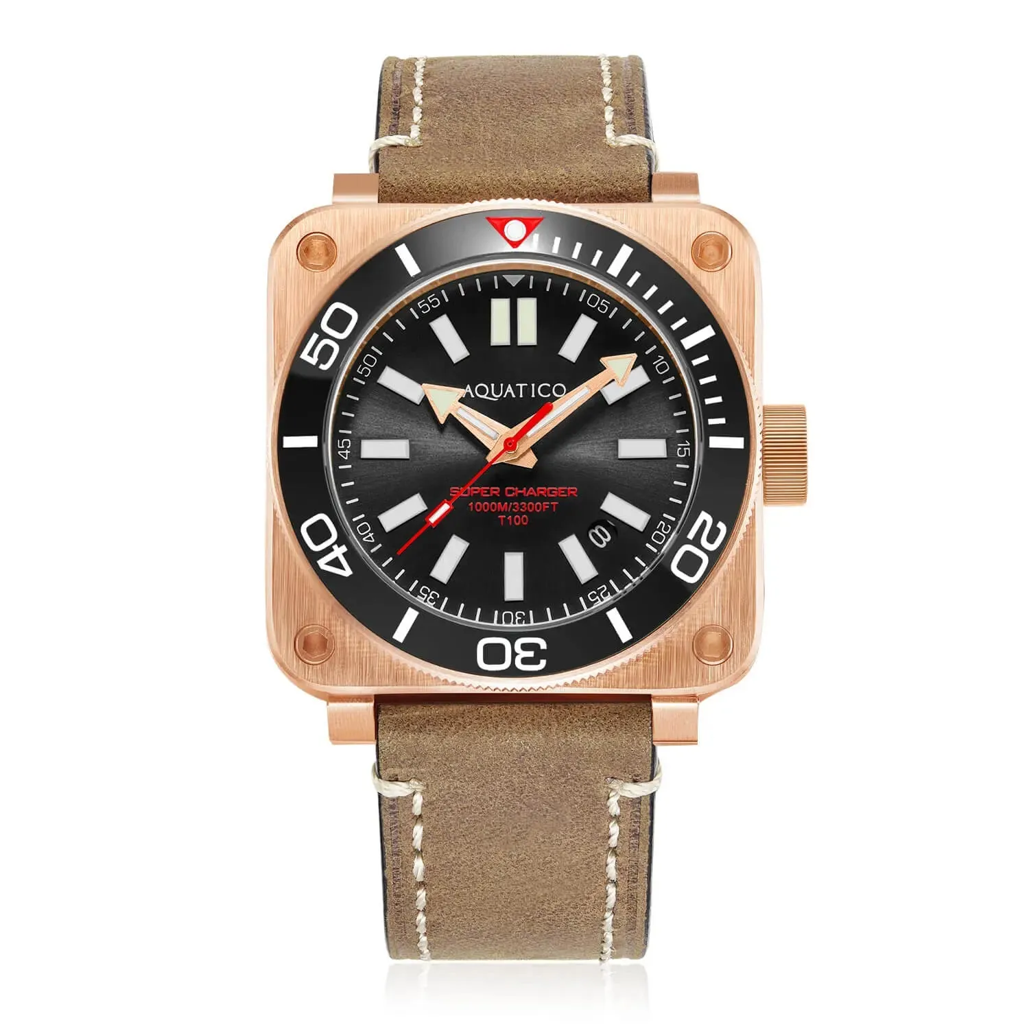Aquatico Super Charger Bronze Black Dial Watch (SWISS MADE Sellita sw200-1)