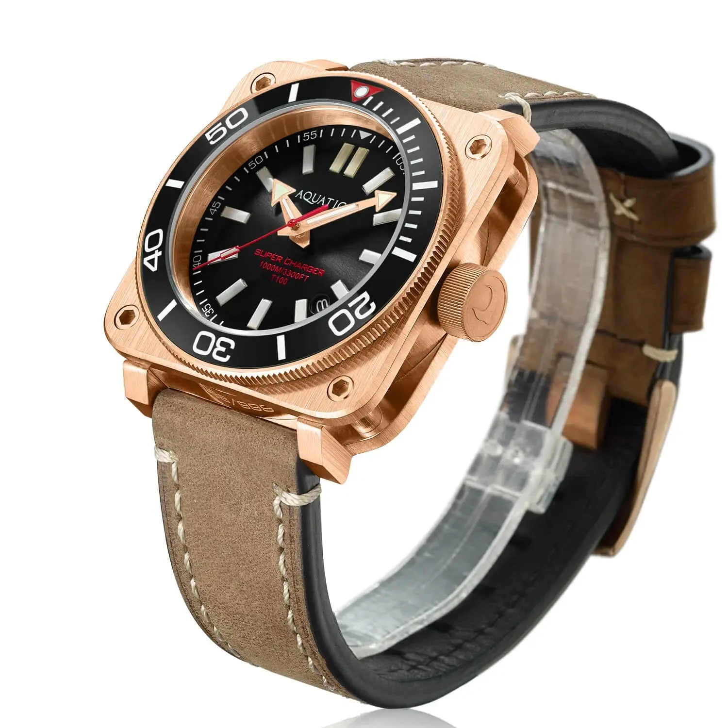 Aquatico Super Charger Bronze Black Dial Watch (SWISS MADE Sellita sw200-1)