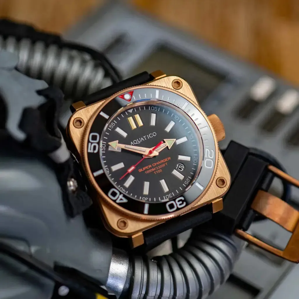 Aquatico Super Charger Bronze Black Dial Watch (SWISS MADE Sellita sw200-1)