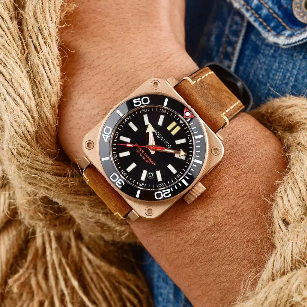 Aquatico Super Charger Bronze Black Dial Watch (SWISS MADE Sellita sw200-1)