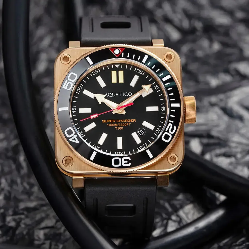 Aquatico Super Charger Bronze Black Dial Watch (SWISS MADE Sellita sw200-1)
