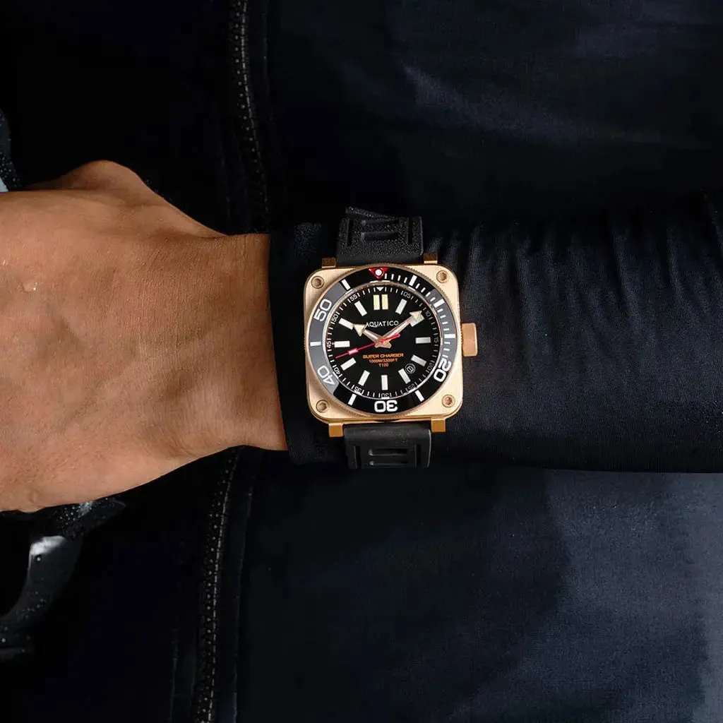 Aquatico Super Charger Bronze Black Dial Watch (SWISS MADE Sellita sw200-1)
