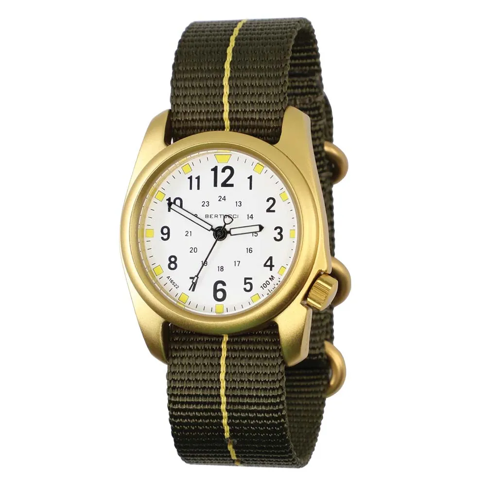 Bertucci A-2A Golden Field Unisex White Dial Green Stripe Nylon Band Japanese Quartz Watch - 16301