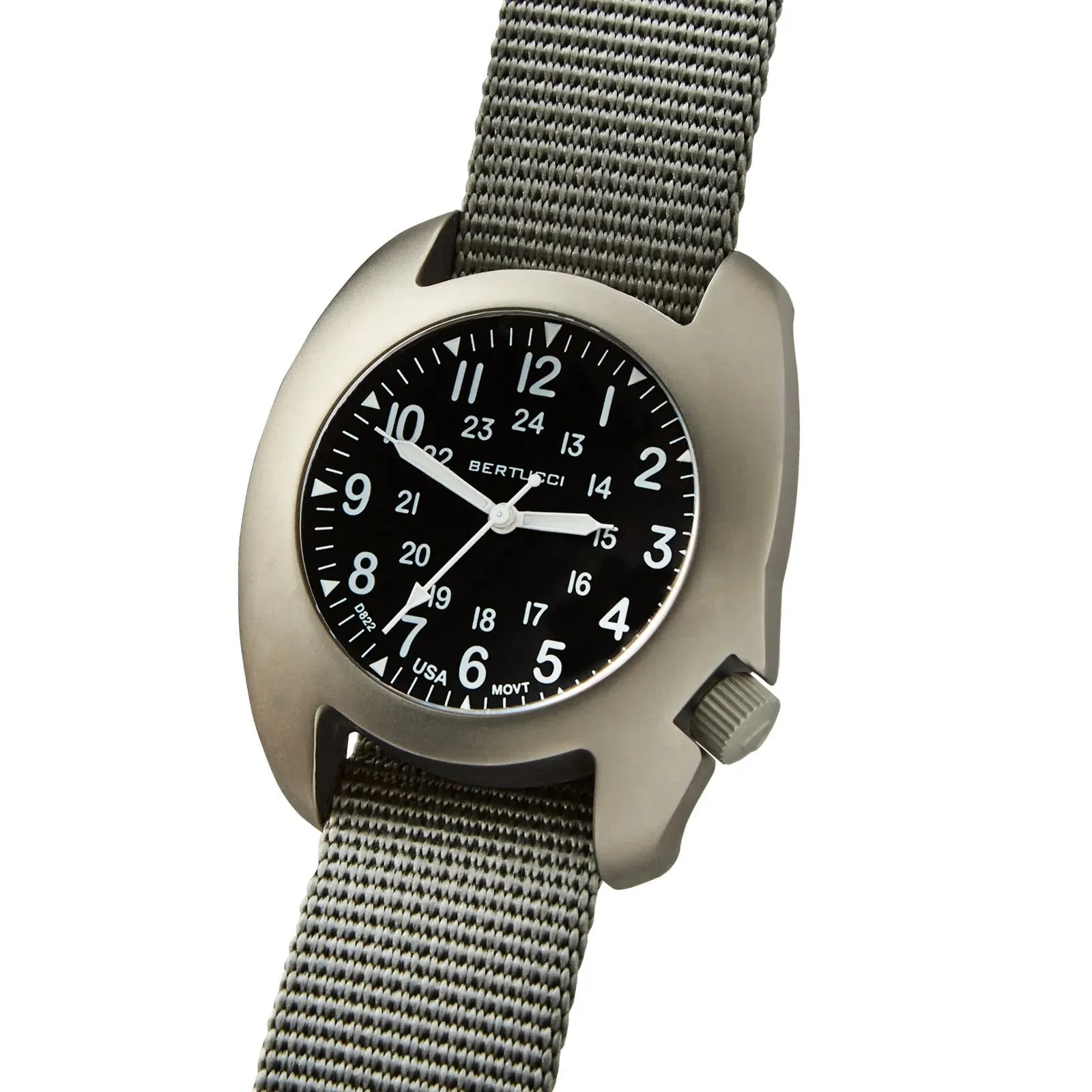 Bertucci D-3T Retroform Epic Men's Black Dial Vintage Drab Nylon Band Analog Quartz Watch - 17016
