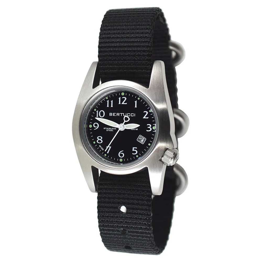 Bertucci M-1S Womens Watch Watch - Stainless - Black Nylon Strap - Black Dial - 18000