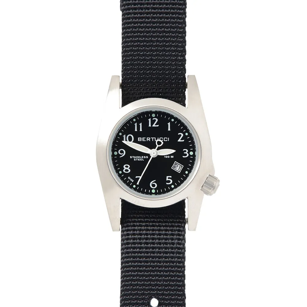 Bertucci M-1S Womens Watch Watch - Stainless - Black Nylon Strap - Black Dial - 18000