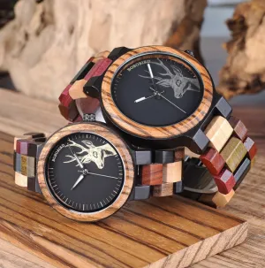 BOBO BIRD 520 HANDMADE WOODEN UNISEX WATCH IN MULTI COLOR