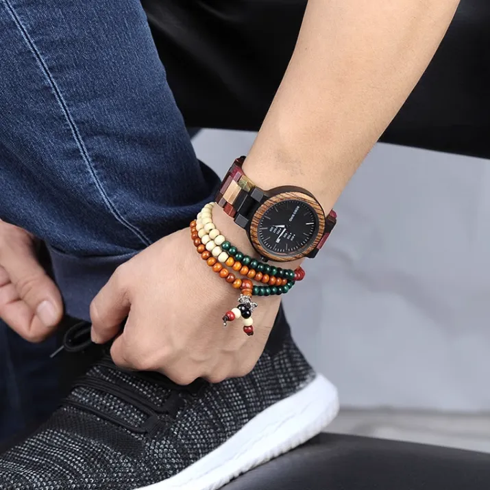 BOBO BIRD 520 HANDMADE WOODEN UNISEX WATCH IN MULTI COLOR