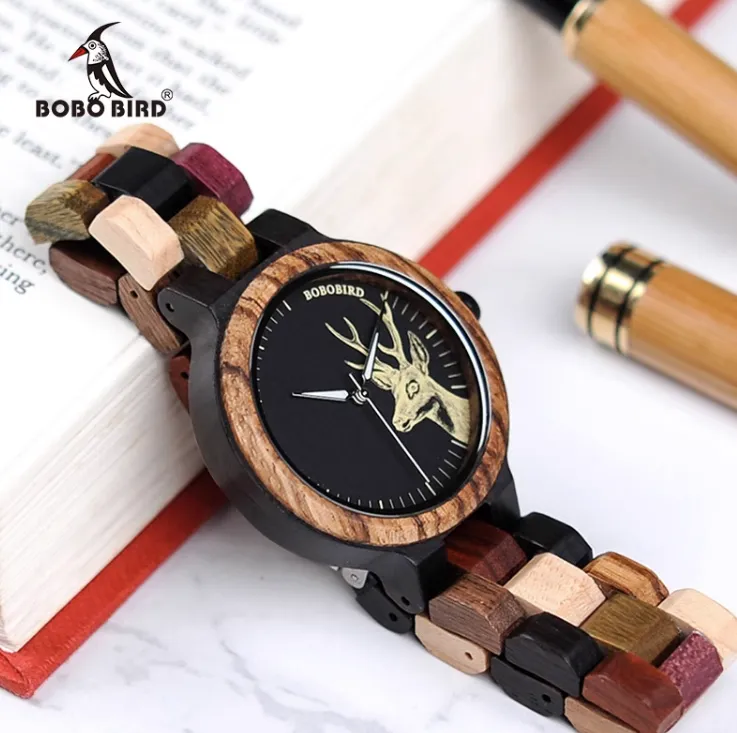 BOBO BIRD 520 HANDMADE WOODEN UNISEX WATCH IN MULTI COLOR