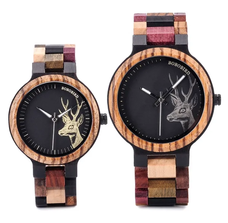 BOBO BIRD 520 HANDMADE WOODEN UNISEX WATCH IN MULTI COLOR