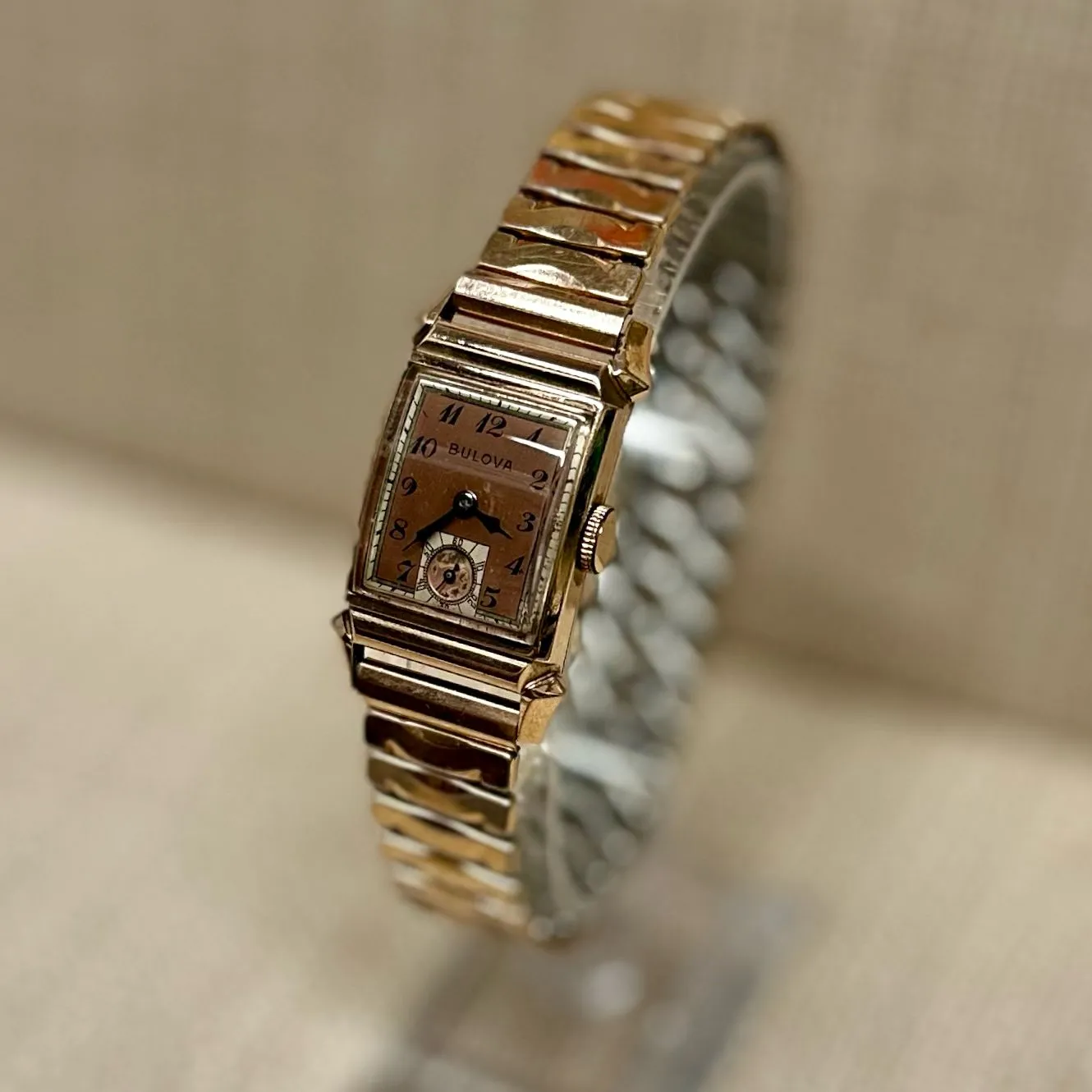 Bulova Vintage Circa 1940s Rose Gold Plated Unique Ladies Watch- $6K APR w/ COA!