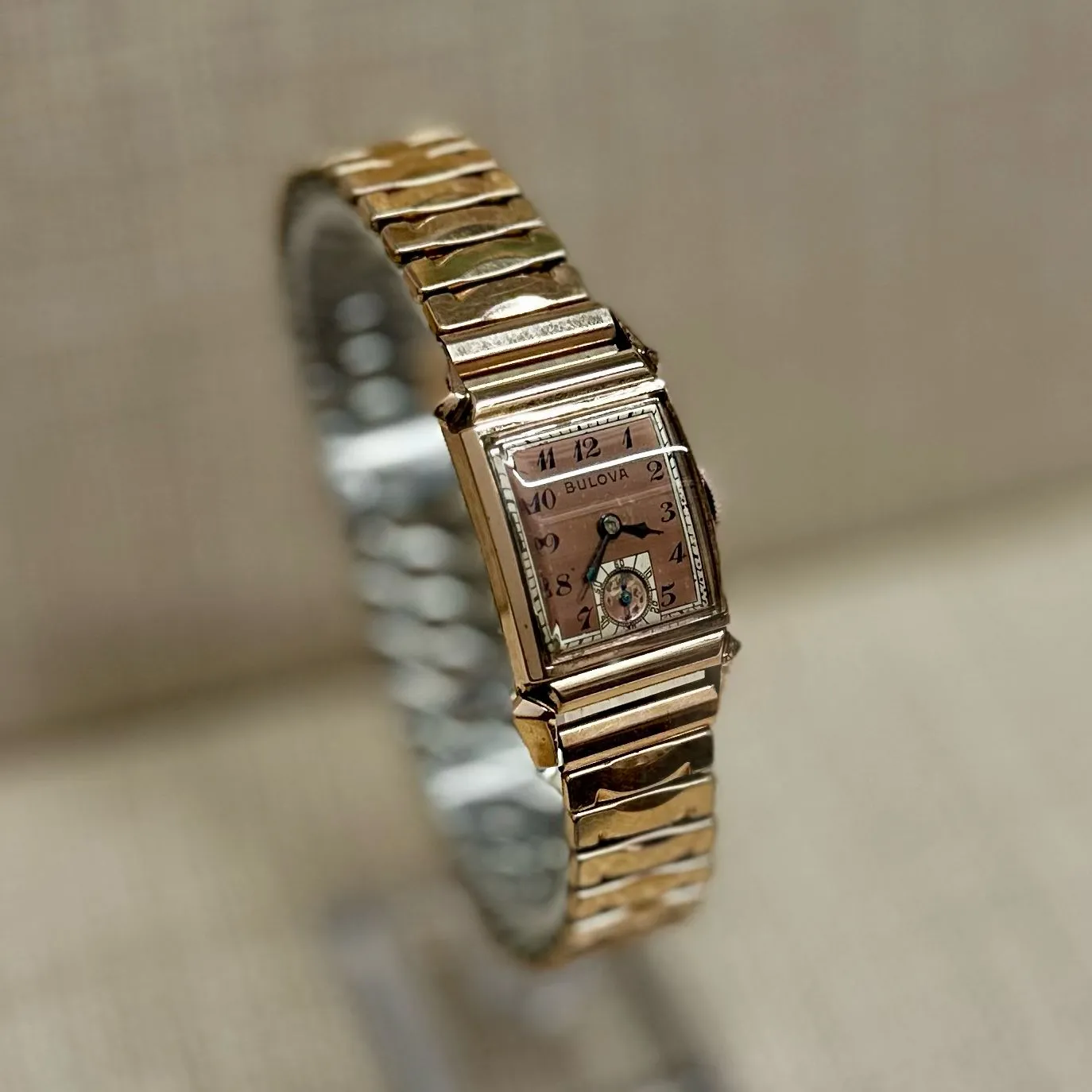 Bulova Vintage Circa 1940s Rose Gold Plated Unique Ladies Watch- $6K APR w/ COA!
