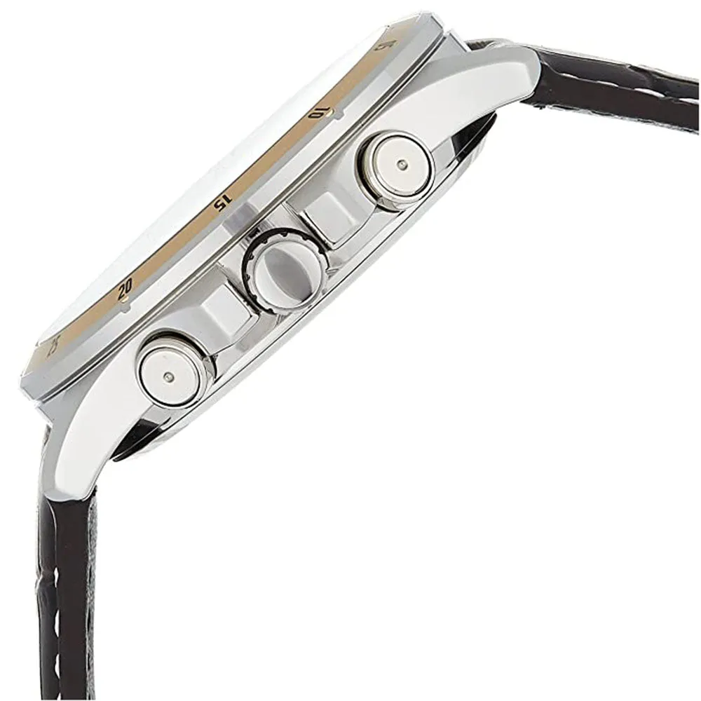 Casio Men's Silver Dial Black Leather Band Quartz Watch - MRP-1374L-AVDF