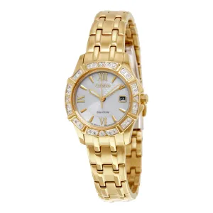 Citizen Diamond Silver Dial Yellow Gold-tone Ladies Watch EW2362-55A