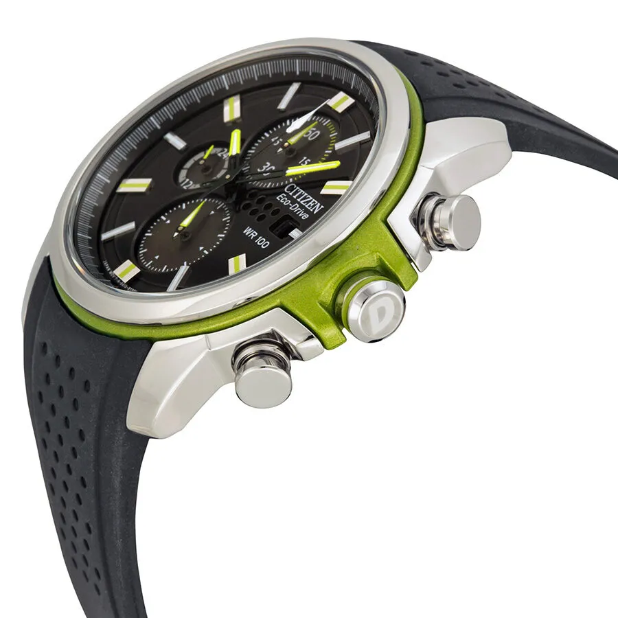 Citizen Eco Drive Black Dial Chronograph Black Rubber Men's Watch CA0427-08E