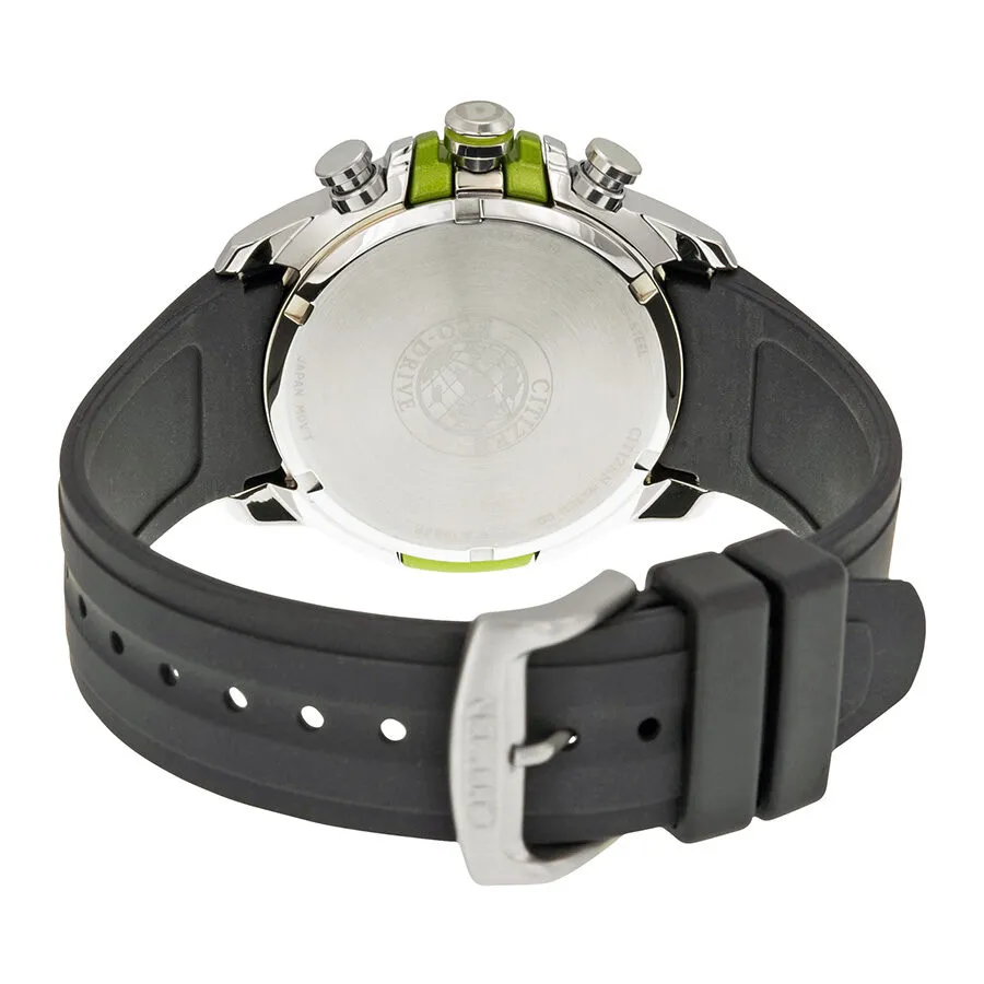 Citizen Eco Drive Black Dial Chronograph Black Rubber Men's Watch CA0427-08E