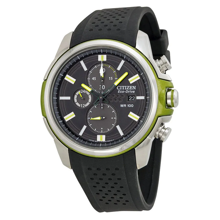 Citizen Eco Drive Black Dial Chronograph Black Rubber Men's Watch CA0427-08E