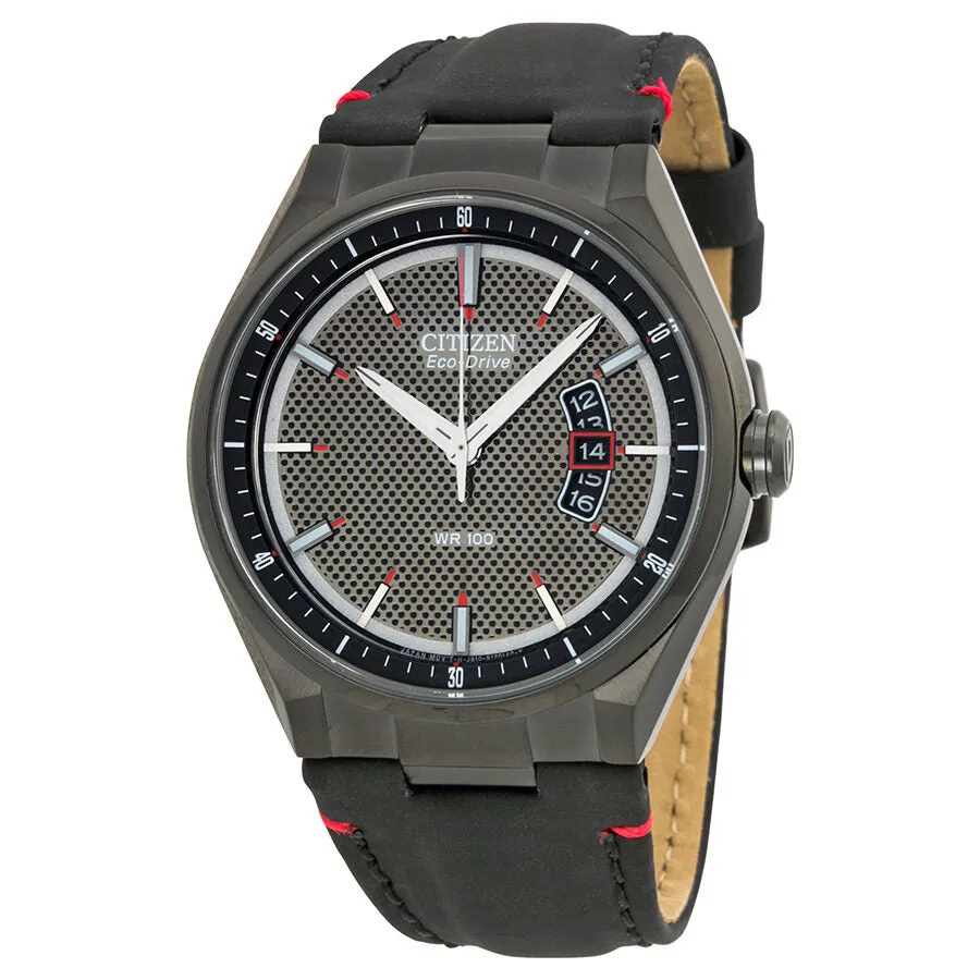 Citizen Eco Drive Black Dial Leather Men's Watch AW1135-01E