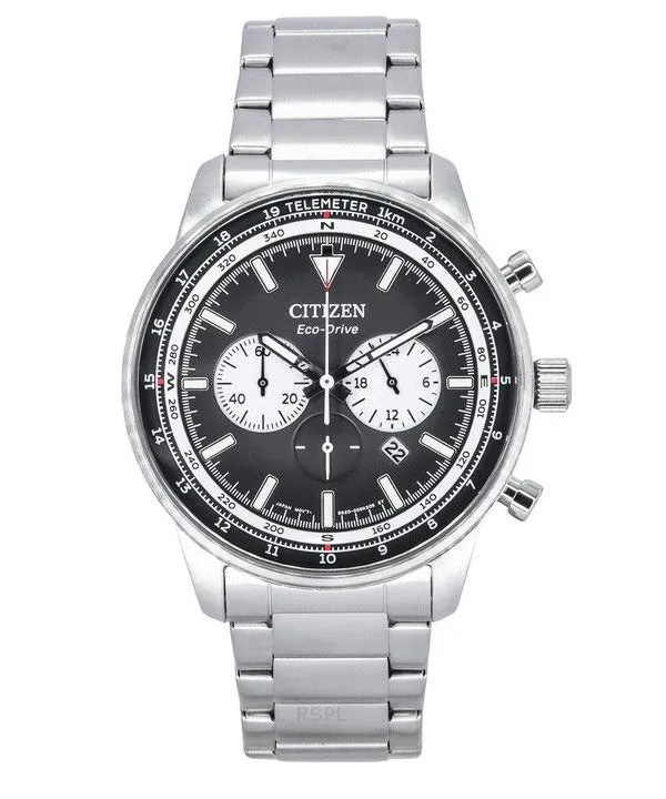 Citizen Eco-Drive Chronograph Stainless Steel Black Dial CA4500-91E 100M Men's Watch