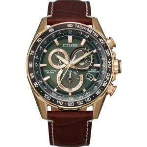 Citizen Eco Drive PCAT Watch with Brown Leather Strap CB5919-00X