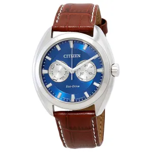 Citizen Paradex Eco-Drive Blue Dial Brown Leather Men's Watch BU4010-05L