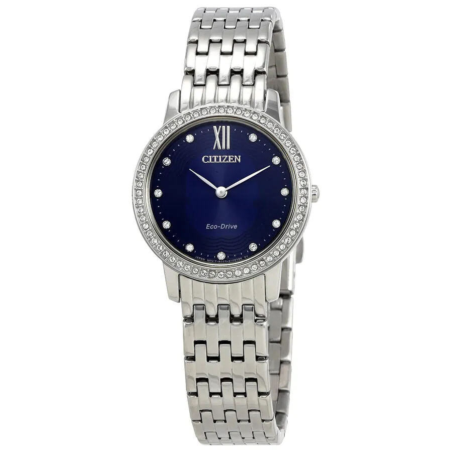 Citizen Silhouette Crystal Navy Blue Dial Ladies Watch EX1480-58L