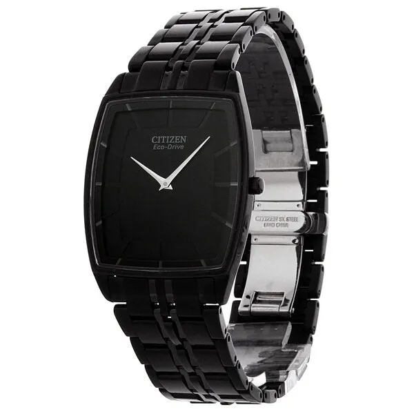 Citizen Stiletto Eco-Drive Black Dial Black IP Stainless Steel Men's Watch AR3025-50E