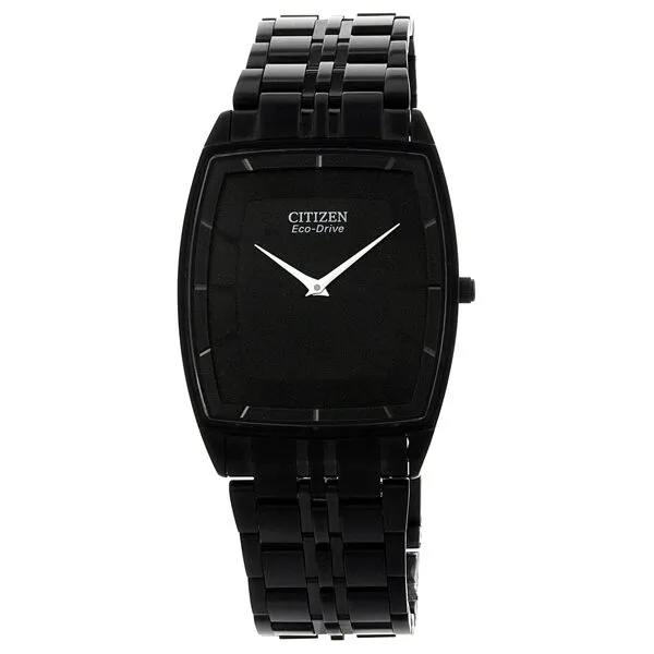 Citizen Stiletto Eco-Drive Black Dial Black IP Stainless Steel Men's Watch AR3025-50E