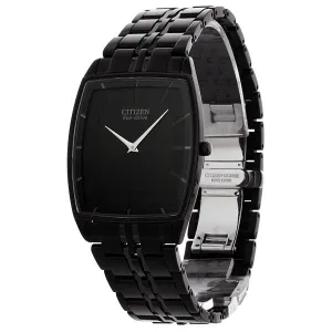 Citizen Stiletto Eco-Drive Black Dial Black IP Stainless Steel Men's Watch AR3025-50E