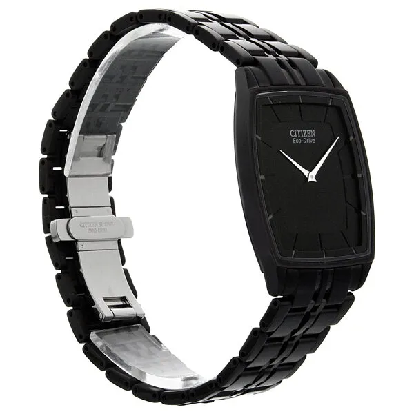 Citizen Stiletto Eco-Drive Black Dial Black IP Stainless Steel Men's Watch AR3025-50E