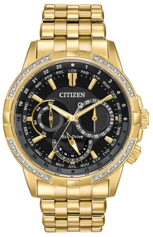 Citizen World Time Diamond Set Gold Men's Watch BU2082-56E