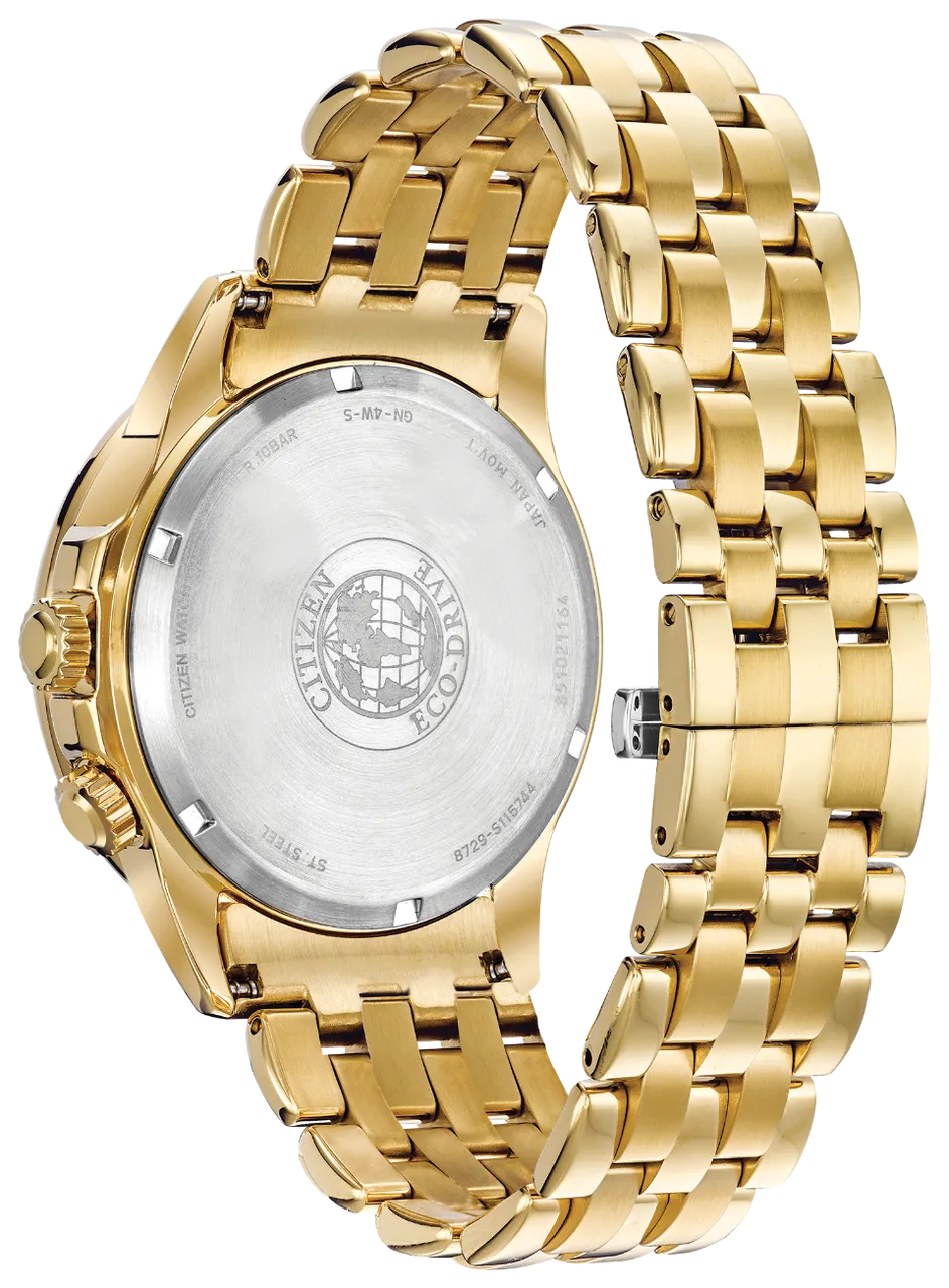 Citizen World Time Diamond Set Gold Men's Watch BU2082-56E