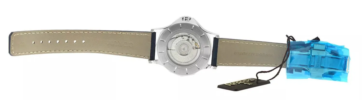 Corum Admiral Legend 42 Automatic Stainless Steel White Dial Blue Leather Strap Date Mens Watch 395.101.20/0F03 AA12