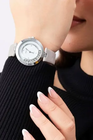 Crystal Diver Dial Vegan Leather Strap Watch
