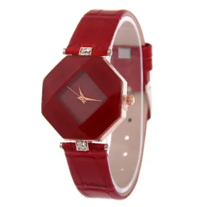 Crystal Leather Quartz Wristwatch  for Ladies