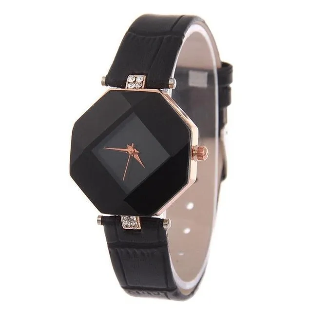 Crystal Leather Quartz Wristwatch  for Ladies